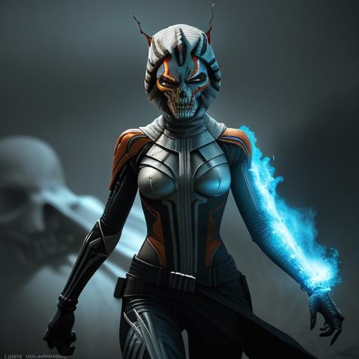 Ahsoka as Flaming Skull Ghost Rider