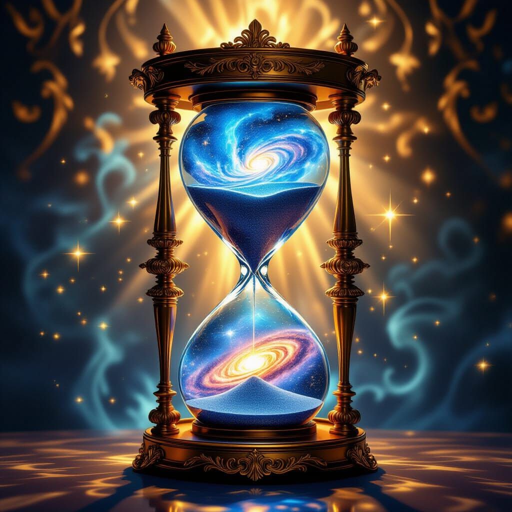 Surreal Baroque Hourglass with Nebula and Galaxy