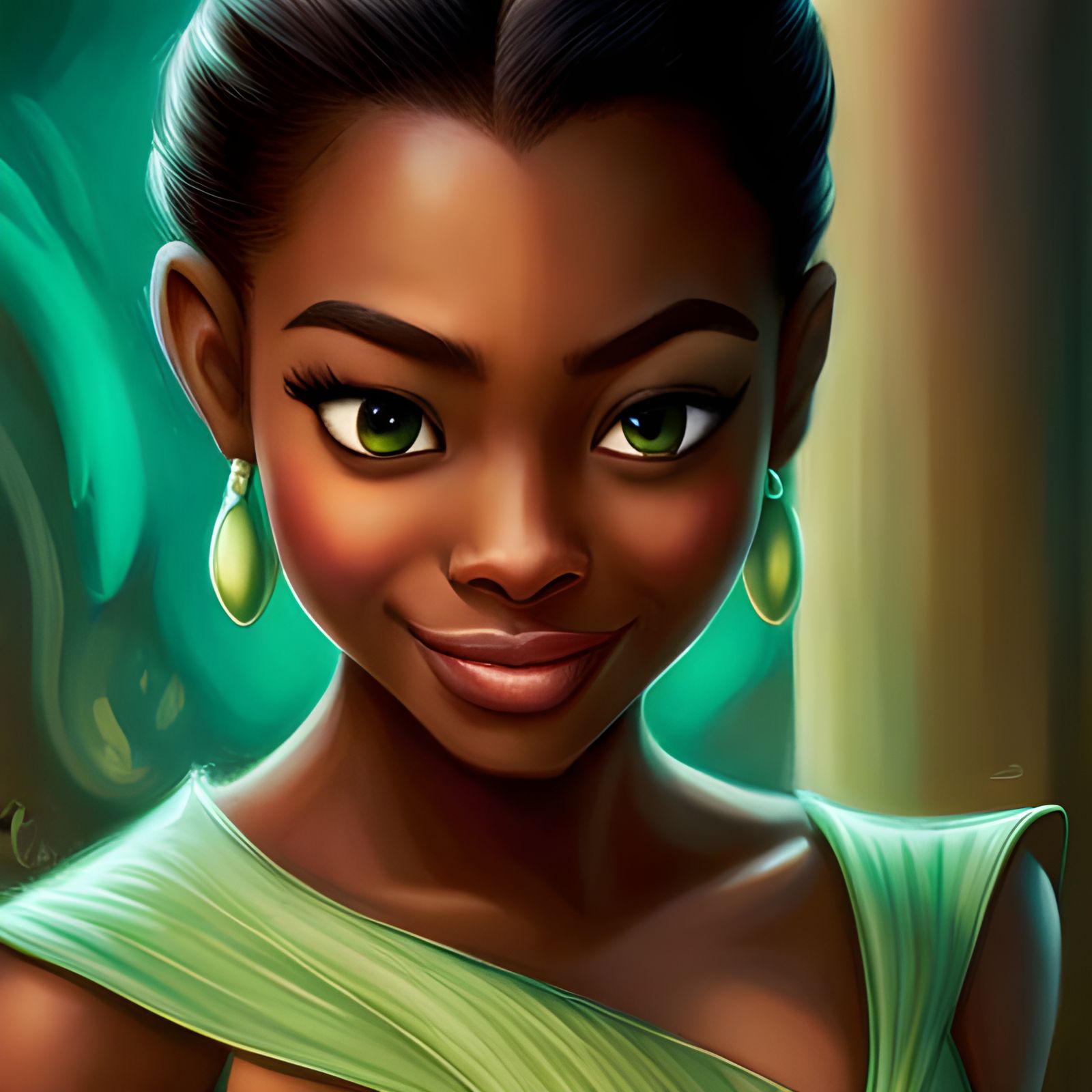 Gorgeous Princess Tiana Portrait in Her Cafe