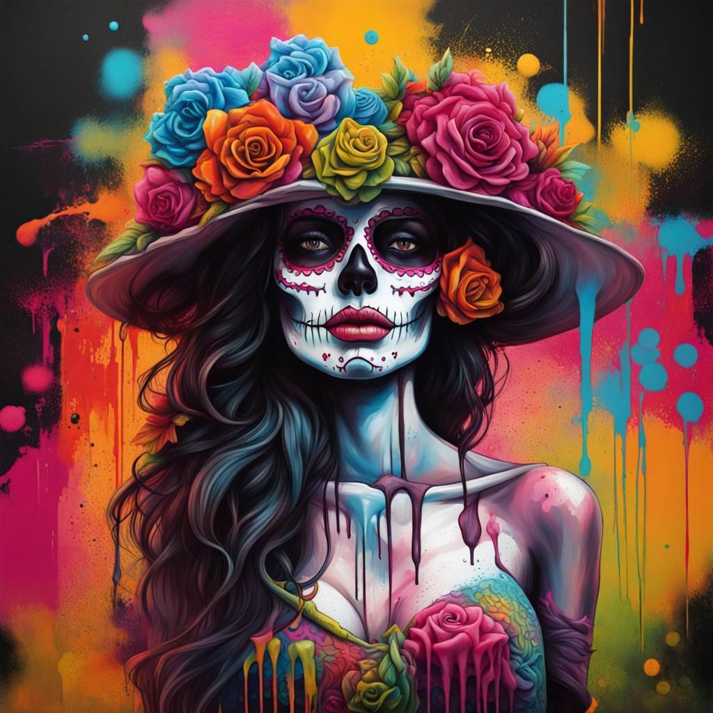 Colorful Graffiti Art Catrina: Lady of the Dead