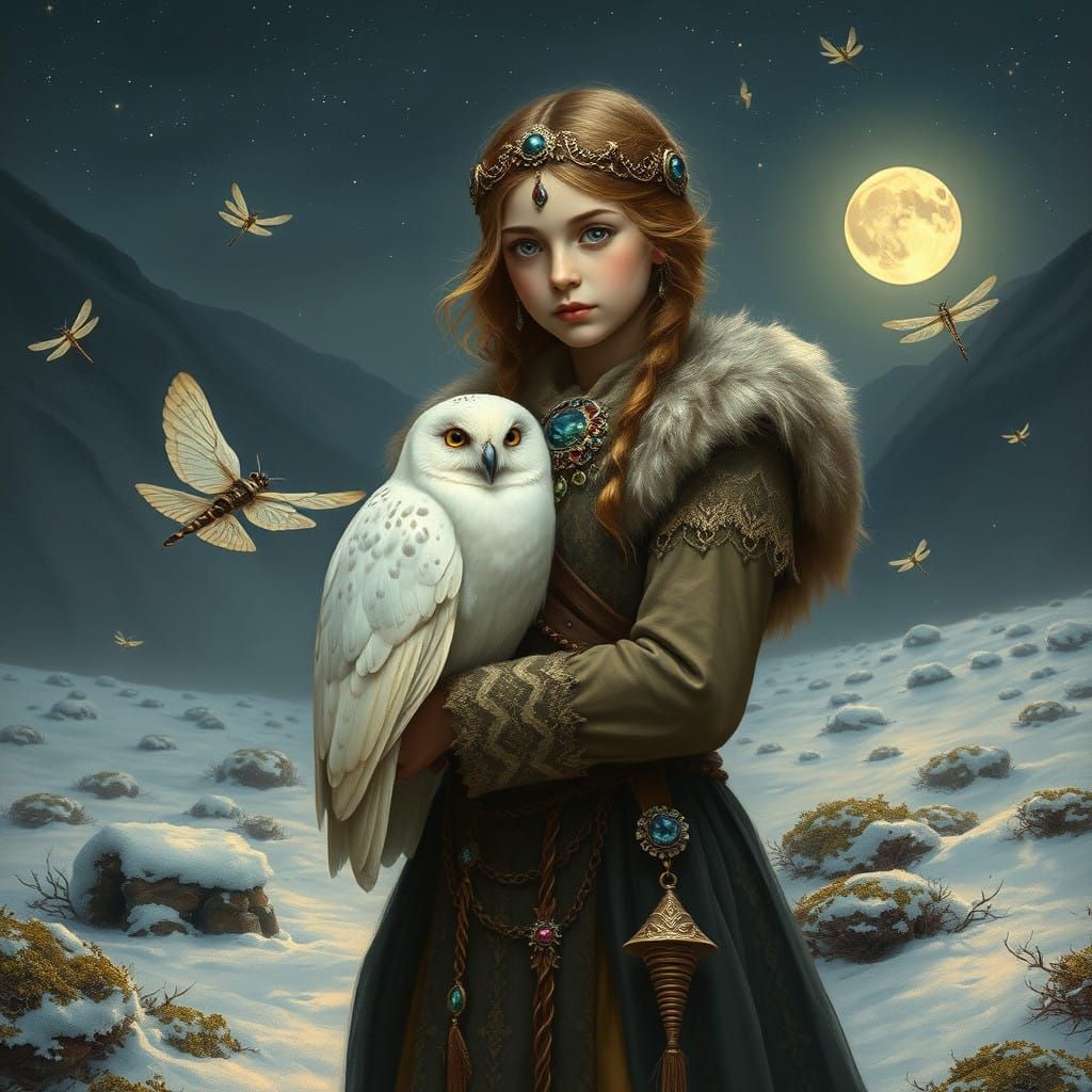 Ethereal Scandinavian Warrior Maiden in Sacred Attire