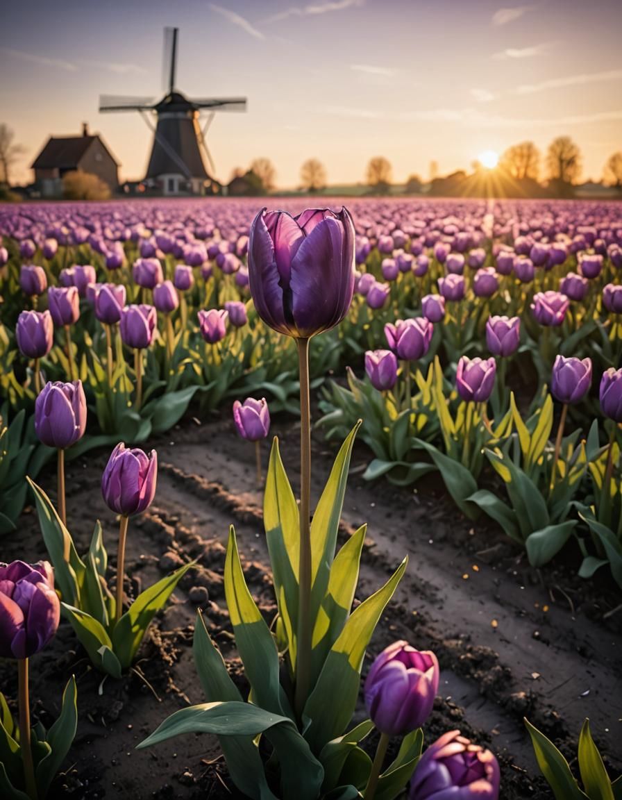Purple Tulip after a summer rain