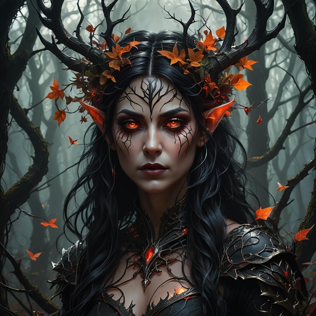 Dark Fantasy Elf Portrait in Gothic Style