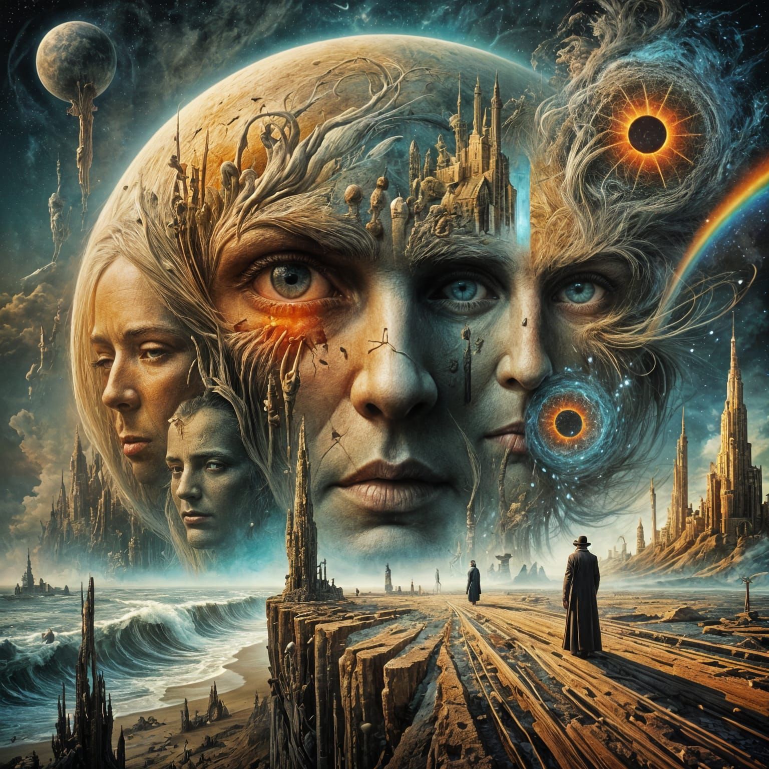 Woman Lost in a Dreamlike Abyss of Existential Despair