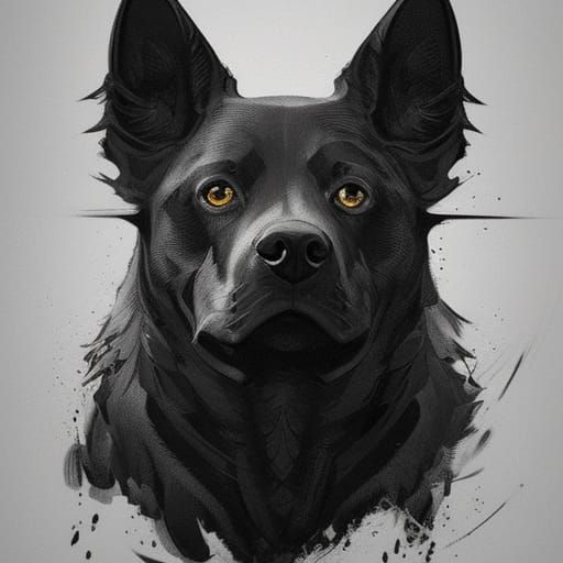 Striking Black Dog Portrait in Graffiti Art Style