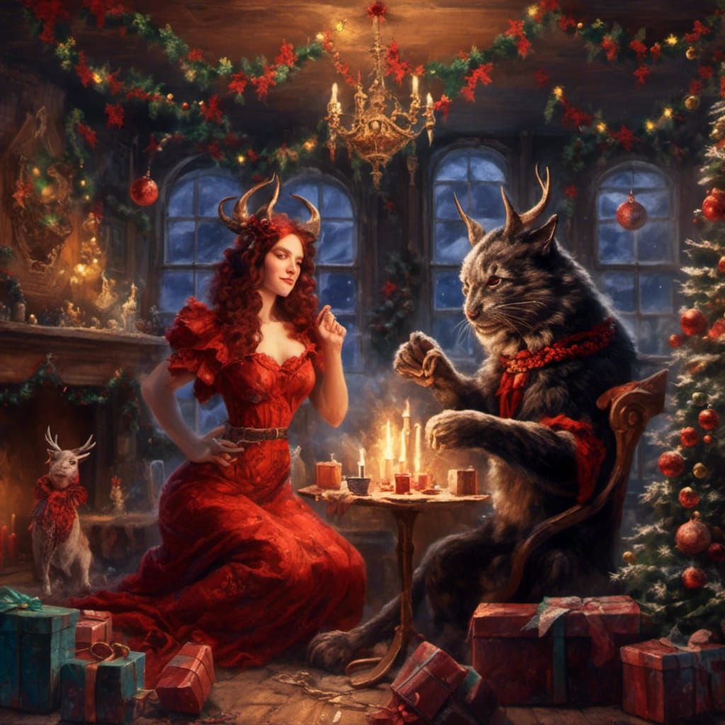 Lilith and Asmodeus: A Hyperrealistic Christmas Greeting