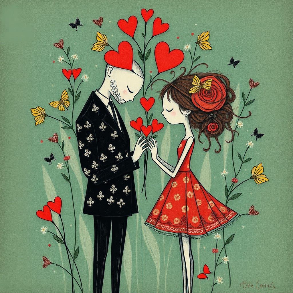 Abstract Expression of Love in Automatist Style