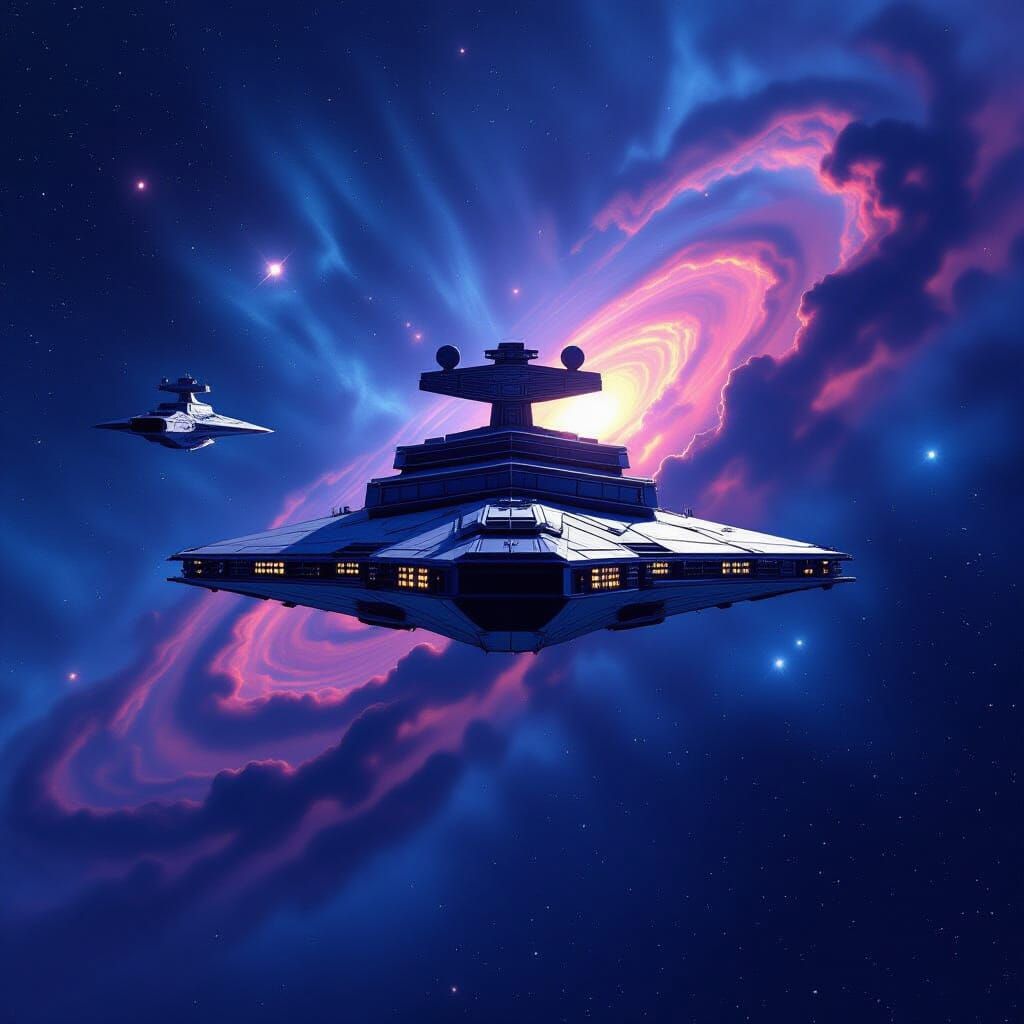 Star Destroyer Fleet in Nebula: Epic Space Opera Style
