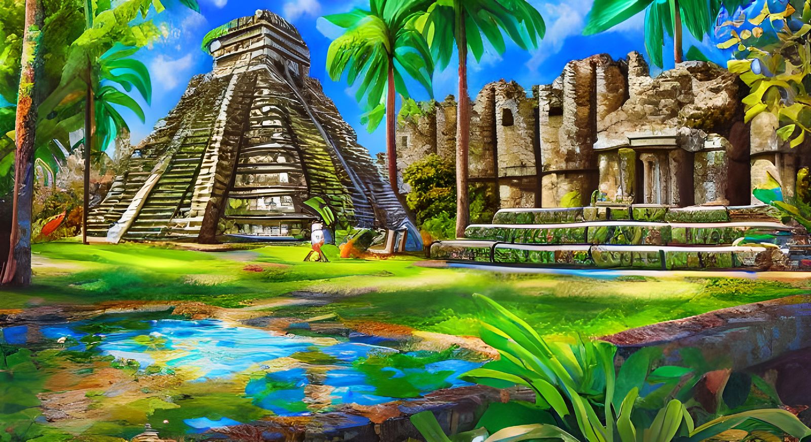 Mayan Ruins Discovered in Rainforest, Hyperrealistic Art