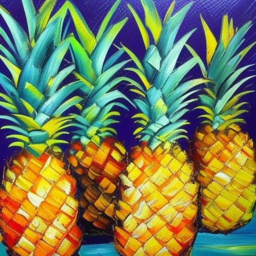 Expressionist Pineapple in Post-Impressionist Style