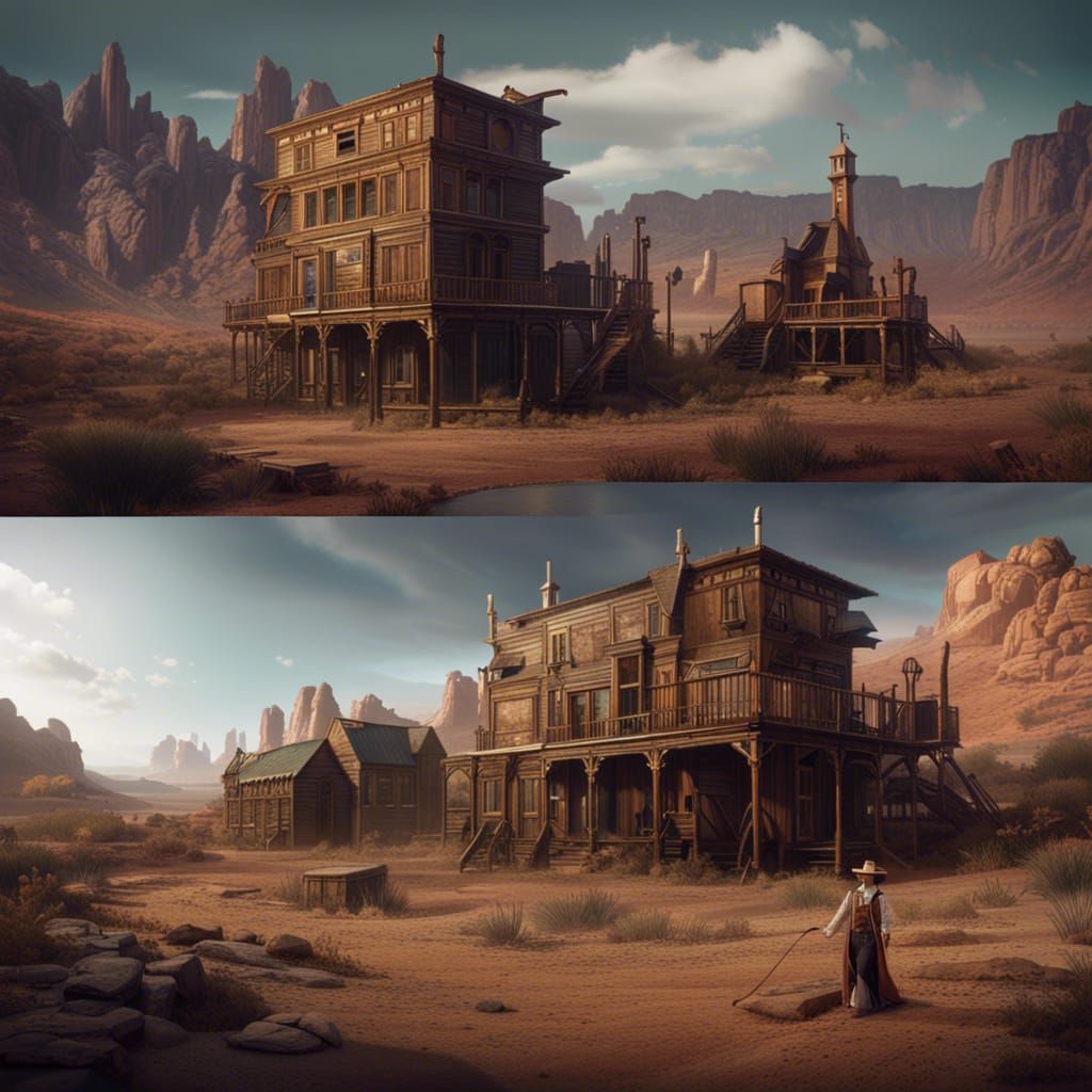 Wild West Matte Painting in 8K Resolution