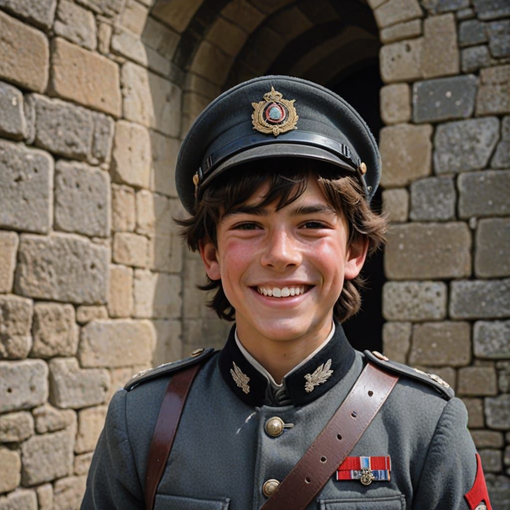 Young Soldier in Regency-Style Castle