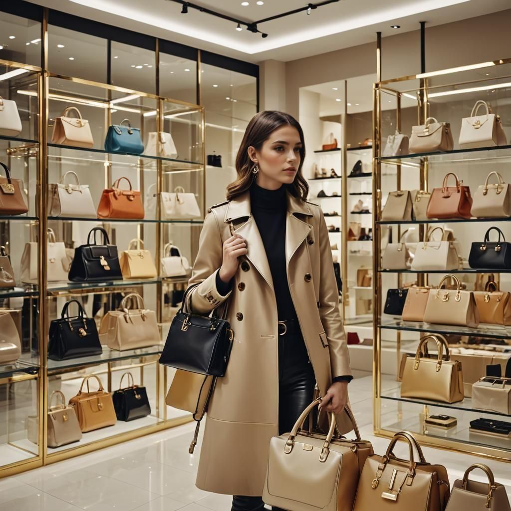 Fashionable Bags Displayed in Prestigious Store Showcase