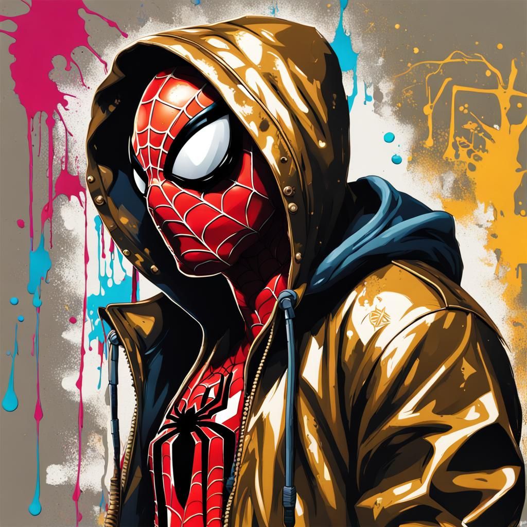Miles Morales Headshot in Graffiti Art Style