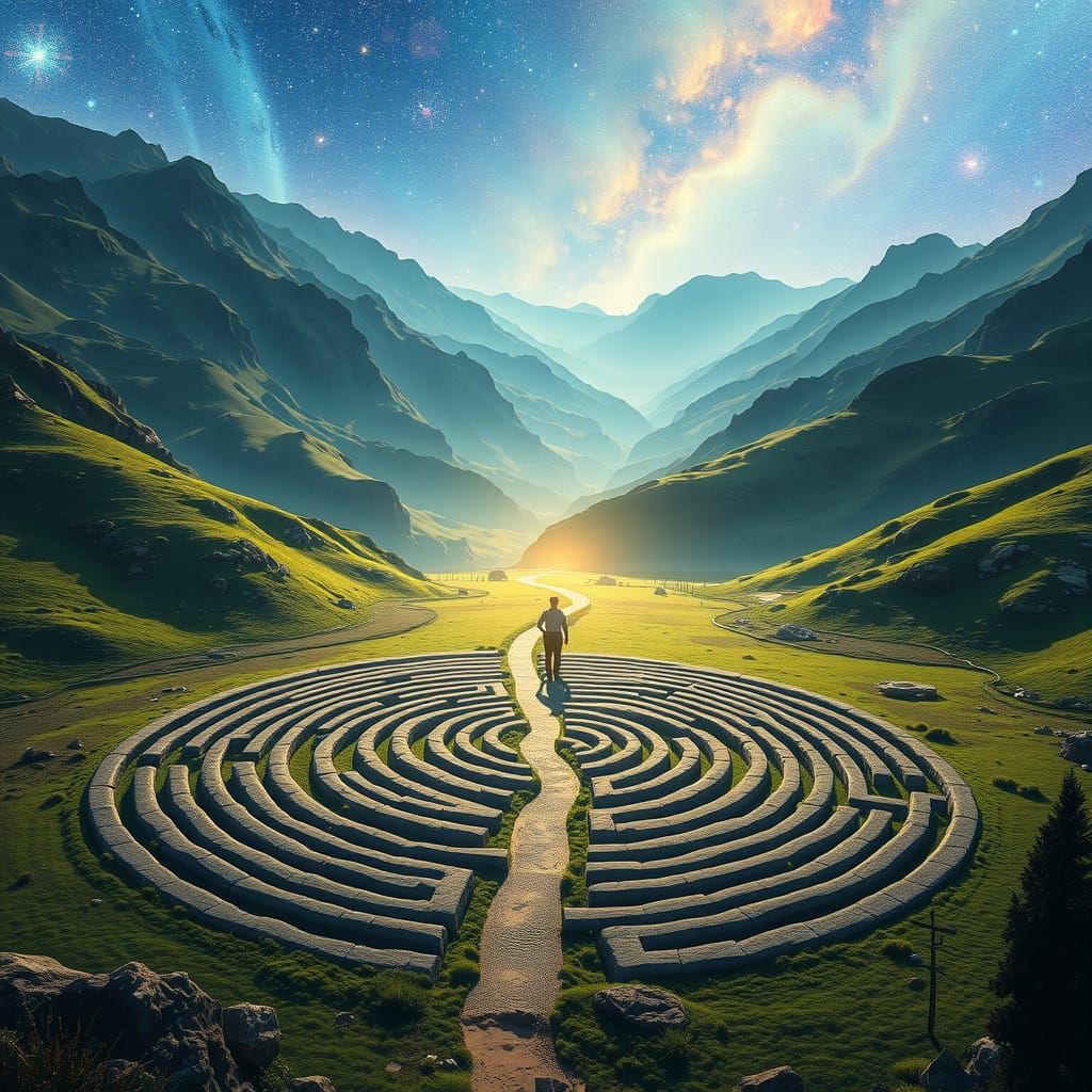 Ethereal Labyrinth Illuminated by Divine Light