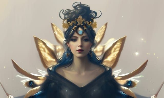 Majestic Queen with Fairy Hair Art Portrait