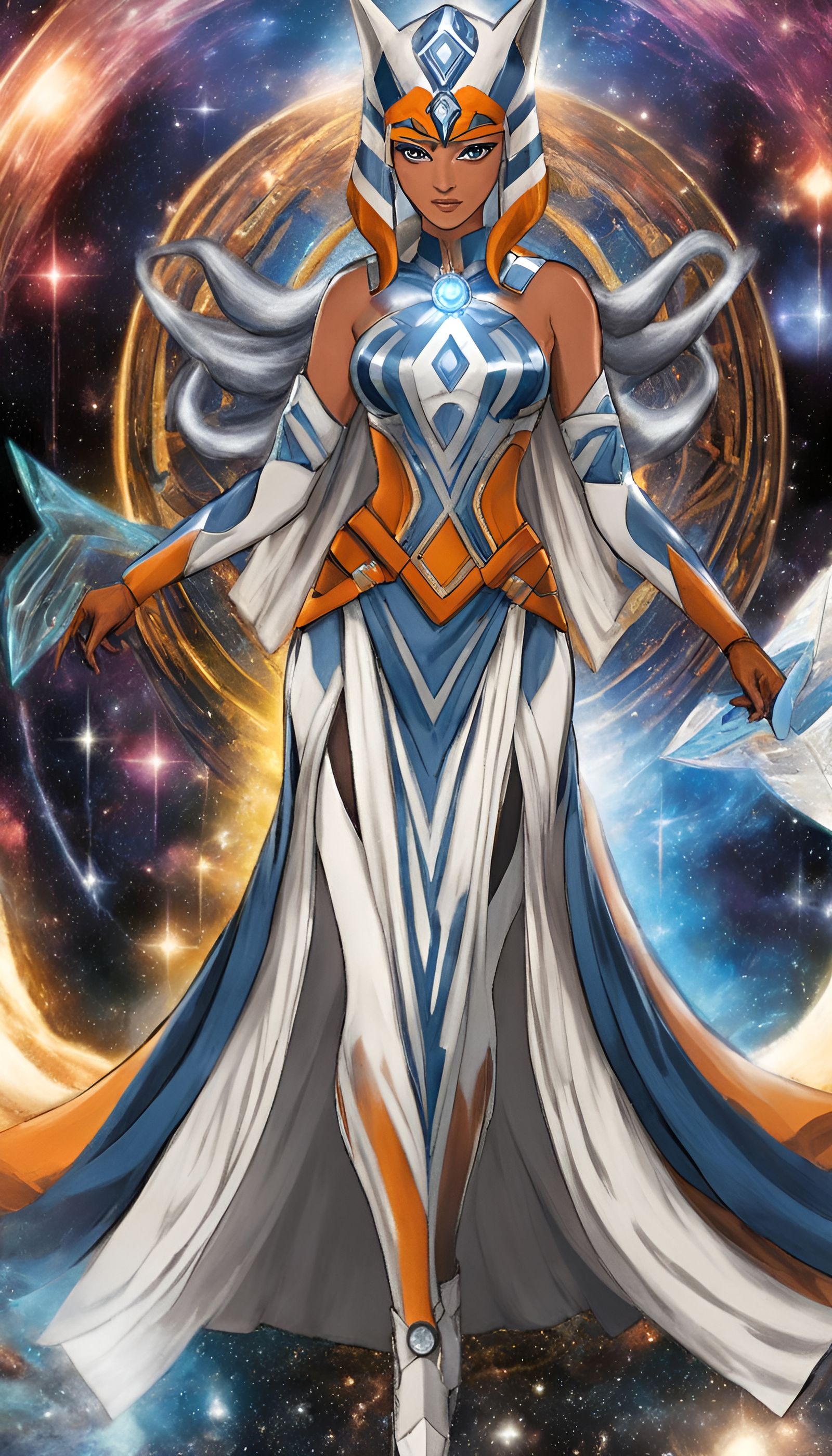Ahsoka Tano as Astral Goddess in Cosmic Illustration