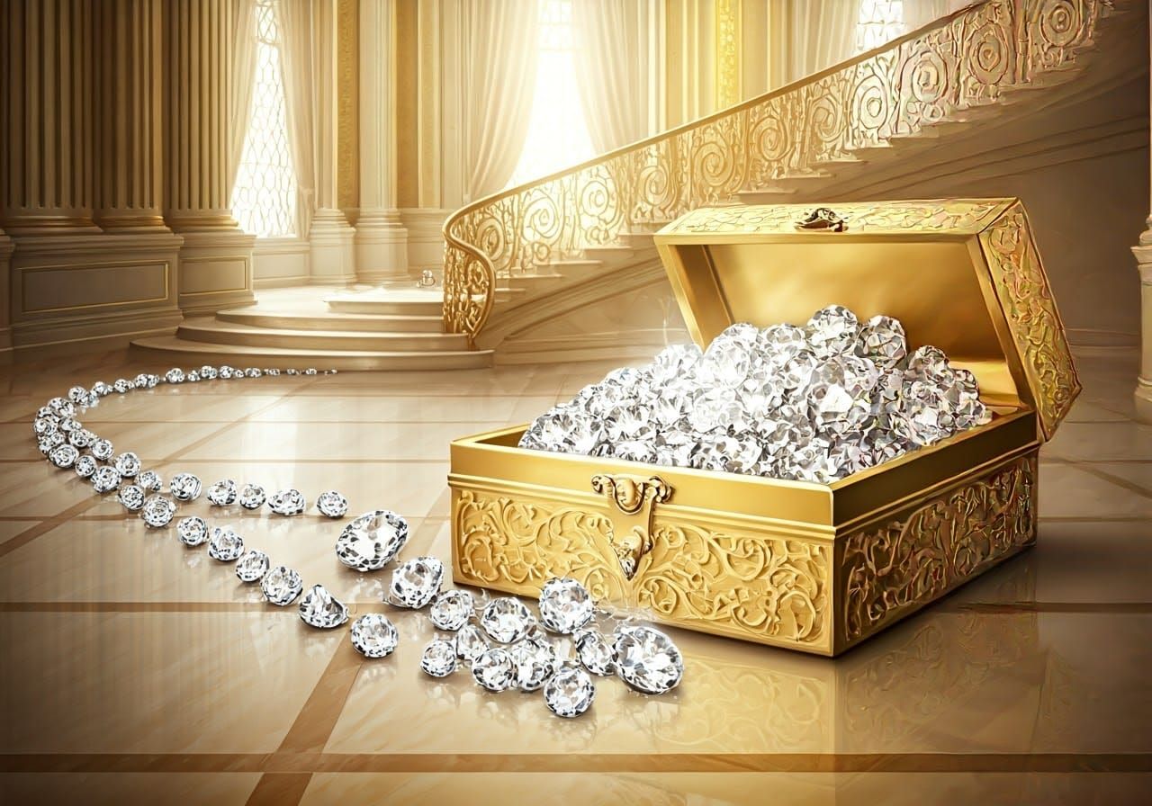 Luxurious Golden Box Overflows with Sparkling Diamonds