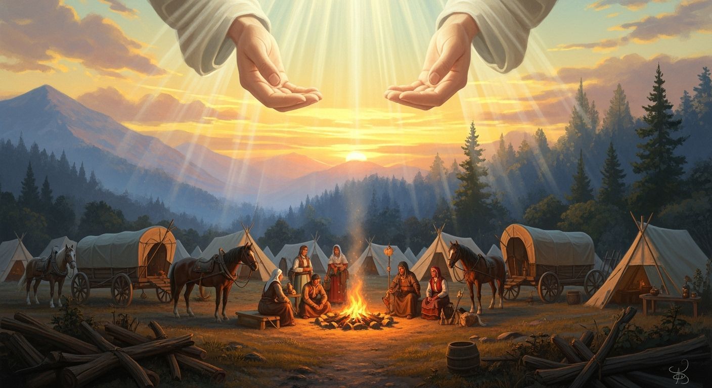 Serene Sinti Camp at Sunset in Golden Light