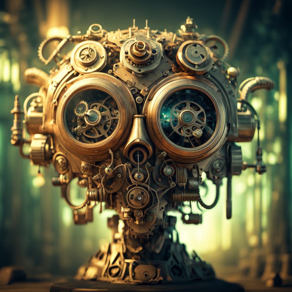 Steampunk Cog Creature in Industrial Setting