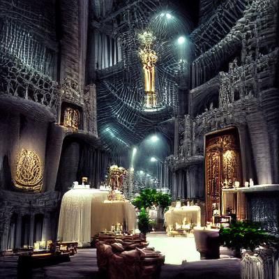Lavish Cathedral Interior in Dim Lighting