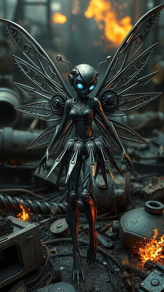 Cyber Fae: Twisted Metal Fairy in Junkyard