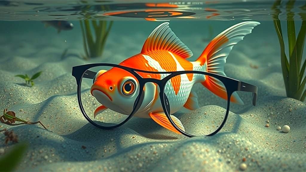 Submerged Reading Glasses in a Fantastical Pond Scene