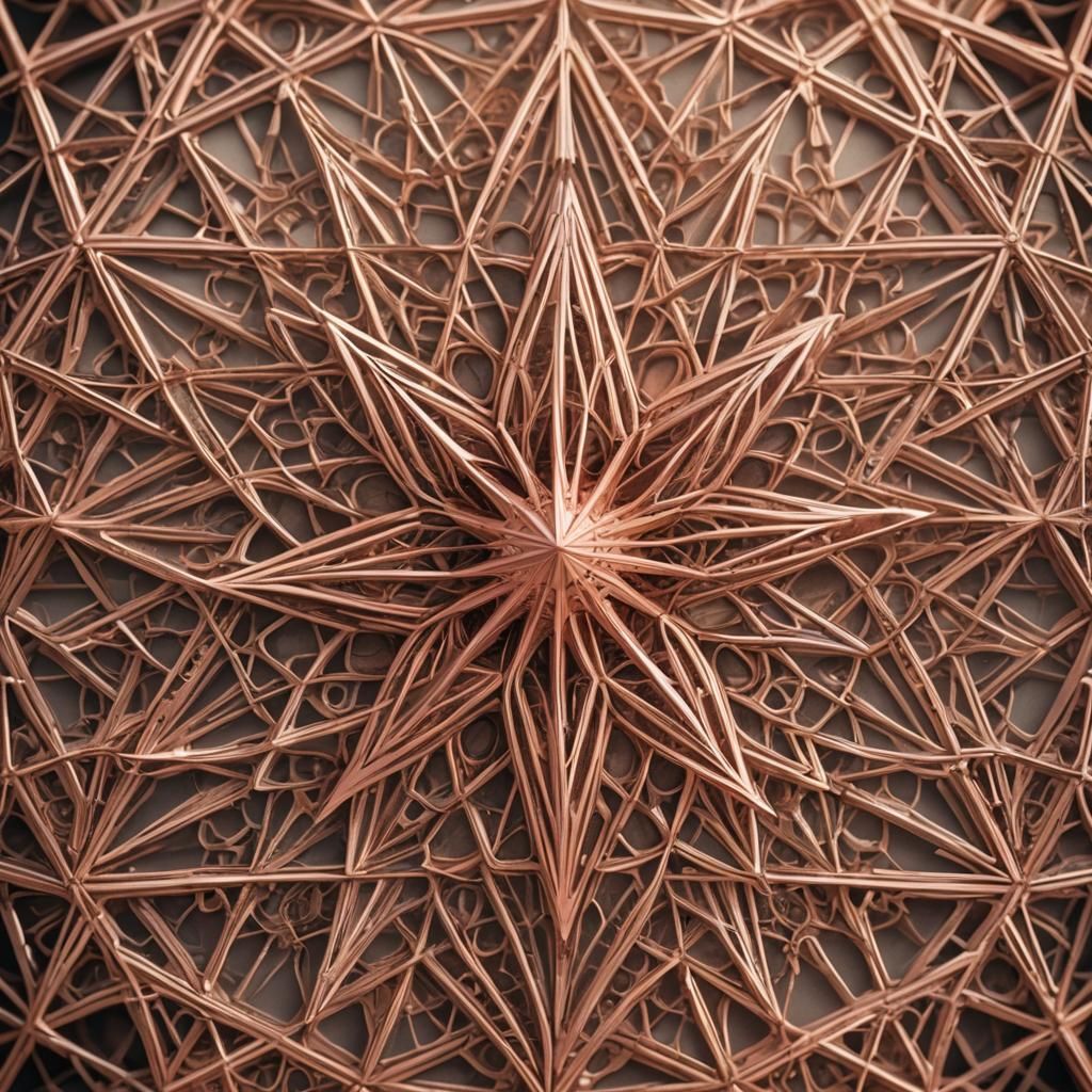 Rose Gold Star Geometry in Hyperrealistic Style
