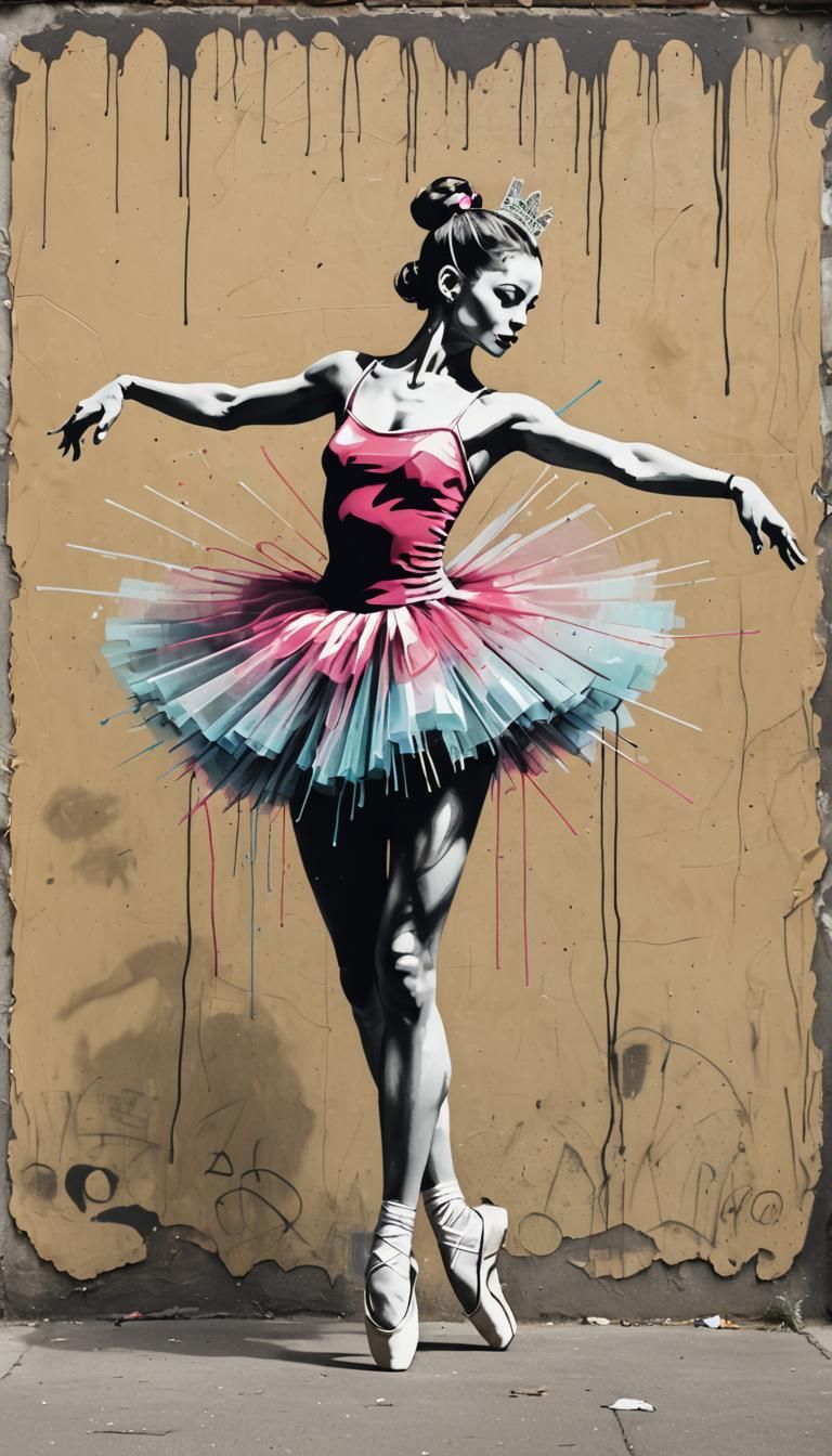 Ballerina Graffiti Art in Banksy Style