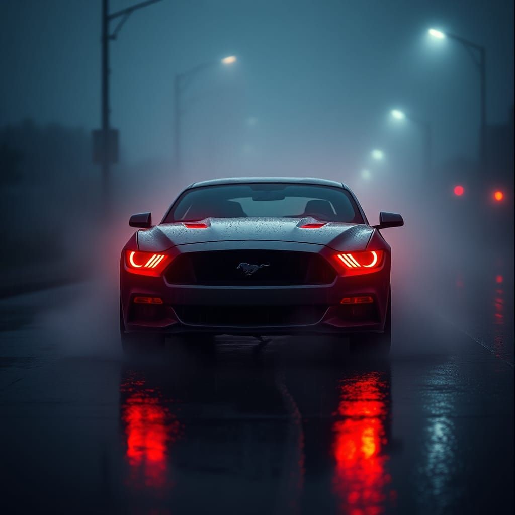 Mustang in the Mist: A Cinematic Vision