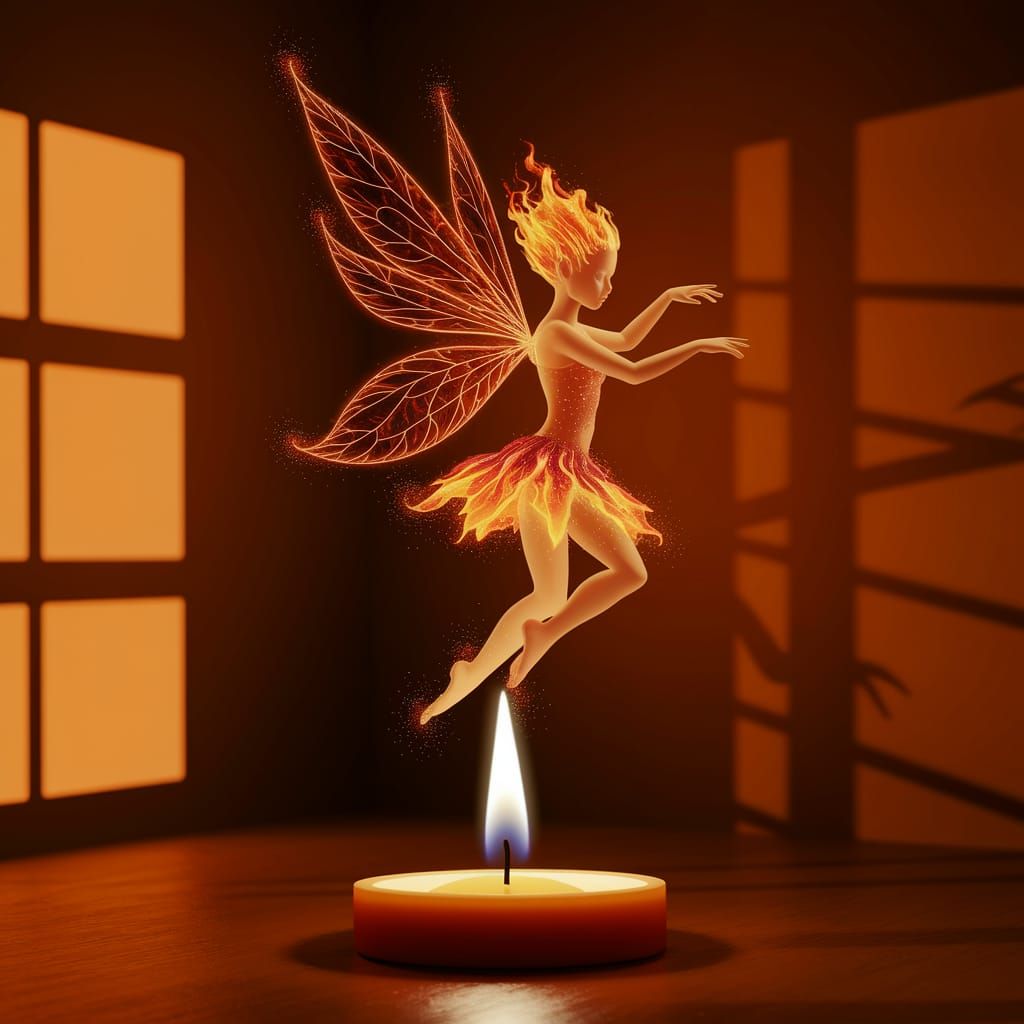 Fire Fairy Dances on Candle Flame