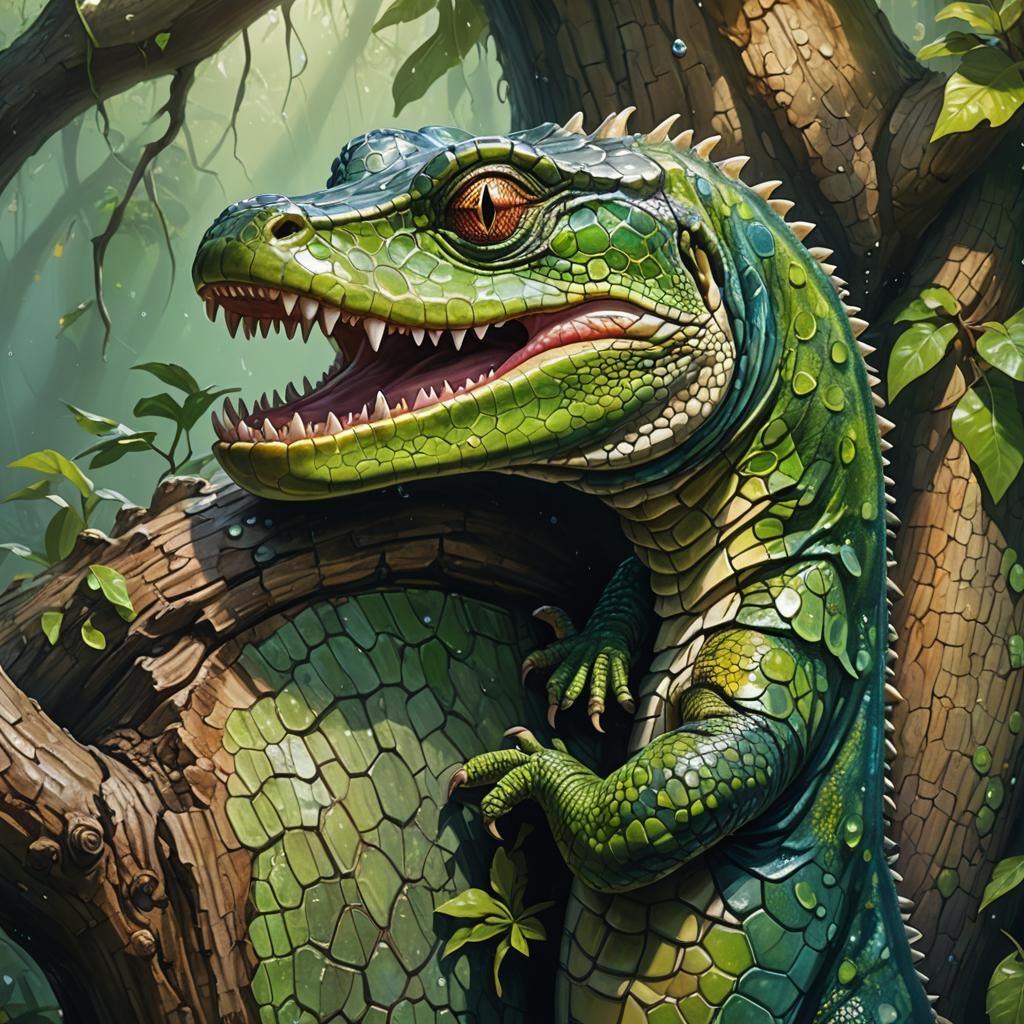 Gecko-Crocodile Hybrid in Digital Concept Art