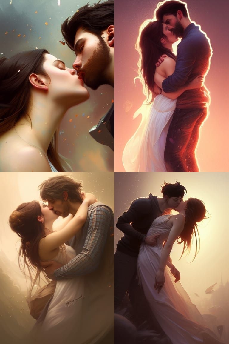 Romantic Couple Portrait in Digital Art Style