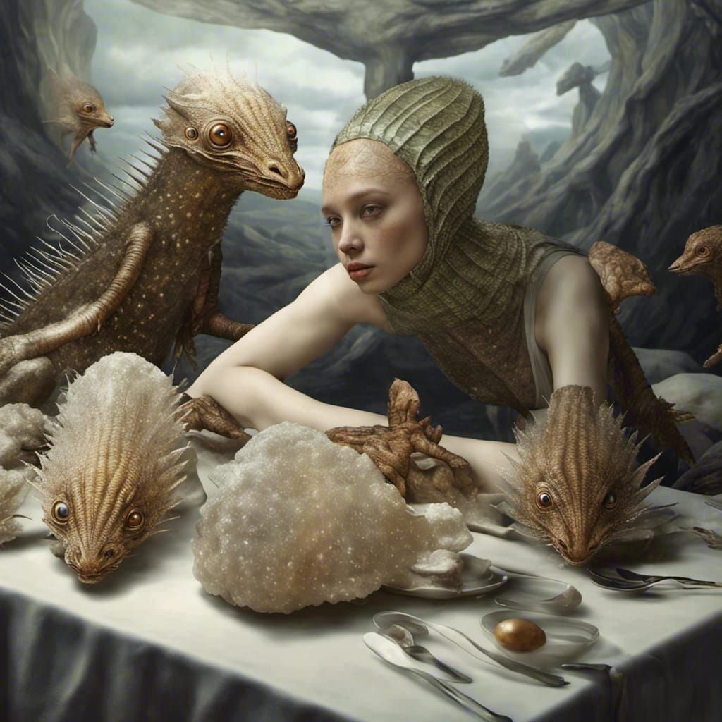 Surreal Alien Pets in a Bizarre Landscape
