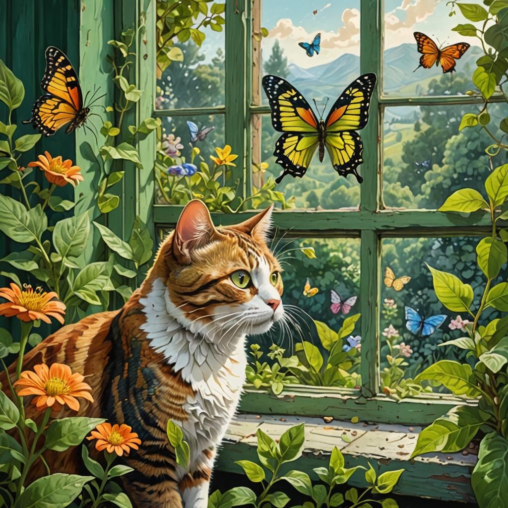Cat's Unconventional Butterfly Hunt