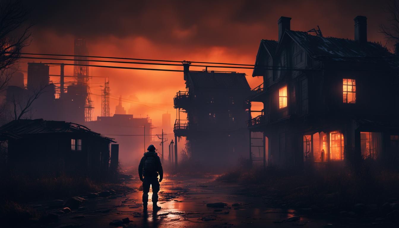 Stalker Silhouette Observes House at Night