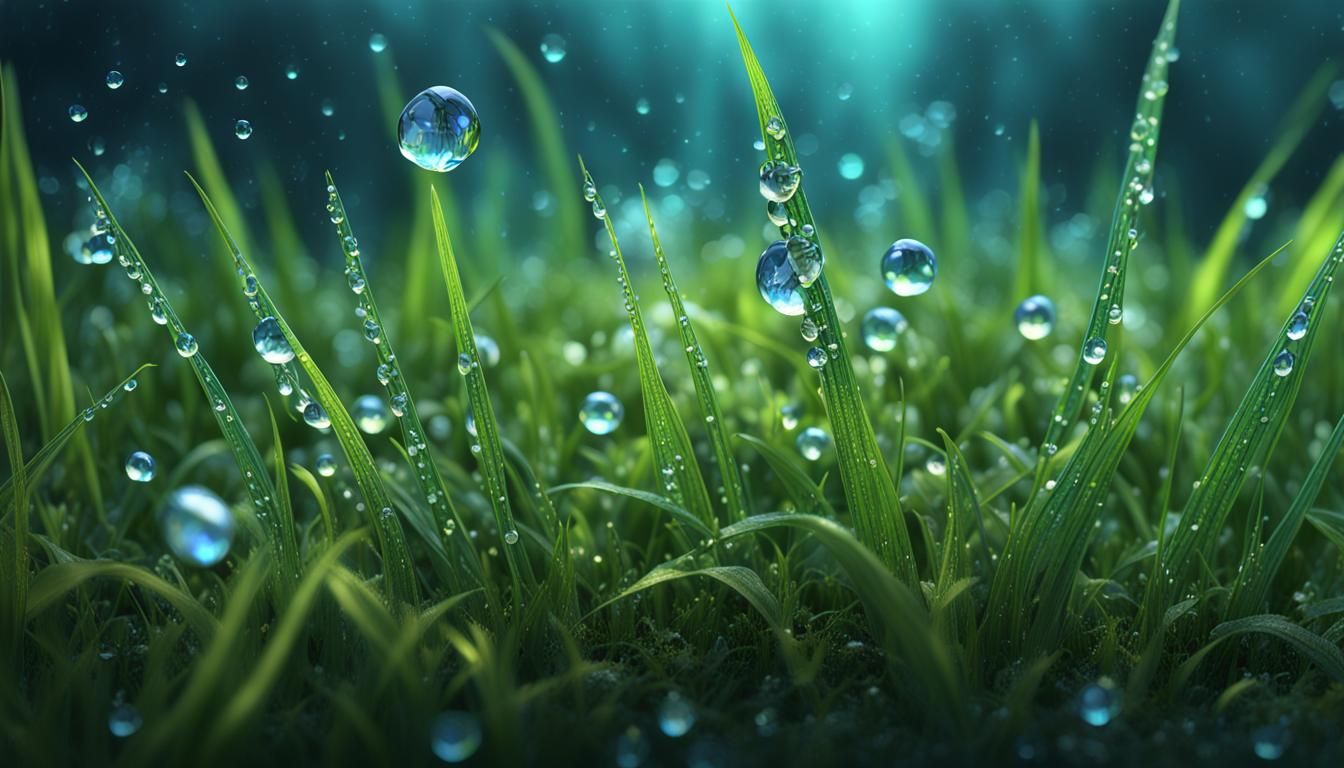 Blade of Grass with Crystals: Detailed Fantasy Art