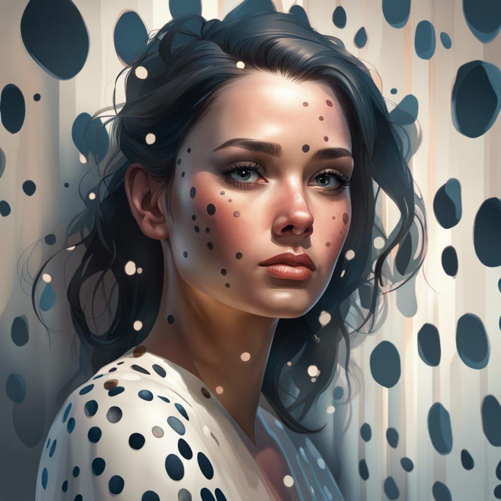 Stunning Girl with Dalmatian Spots, Detailed 3D Portrait