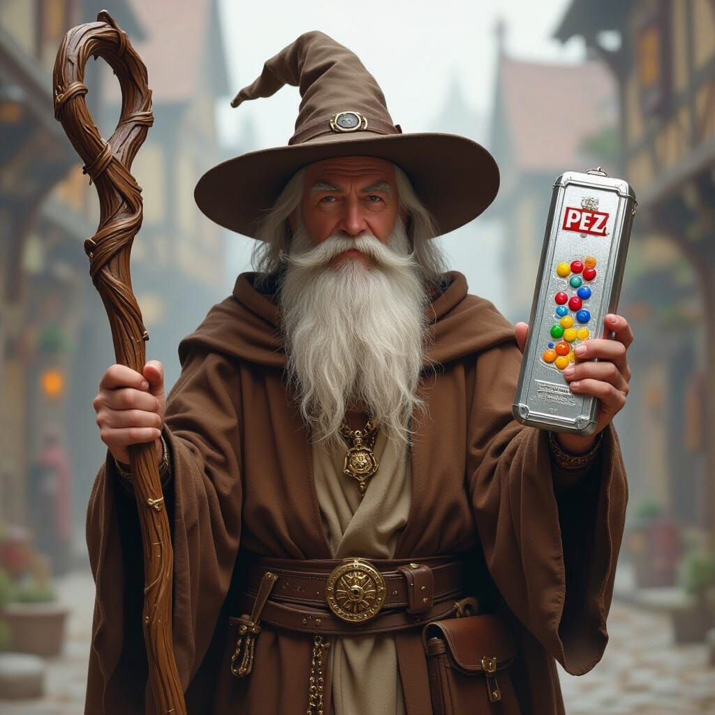 Medieval Wizard with PEZ Candy Dispenser