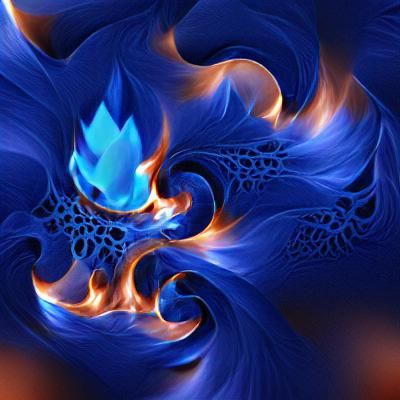 Abstract Blue Flame Fractal Art
