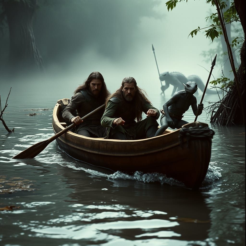 Medieval Fantasy Swamp Ambush in a Cinematic Masterpiece