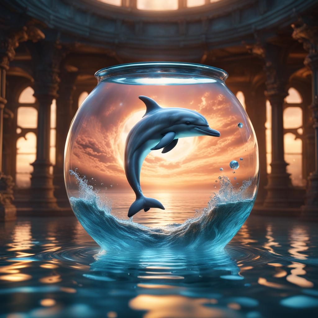 Dolphin in Hourglass: Fantastical Artstation Painting