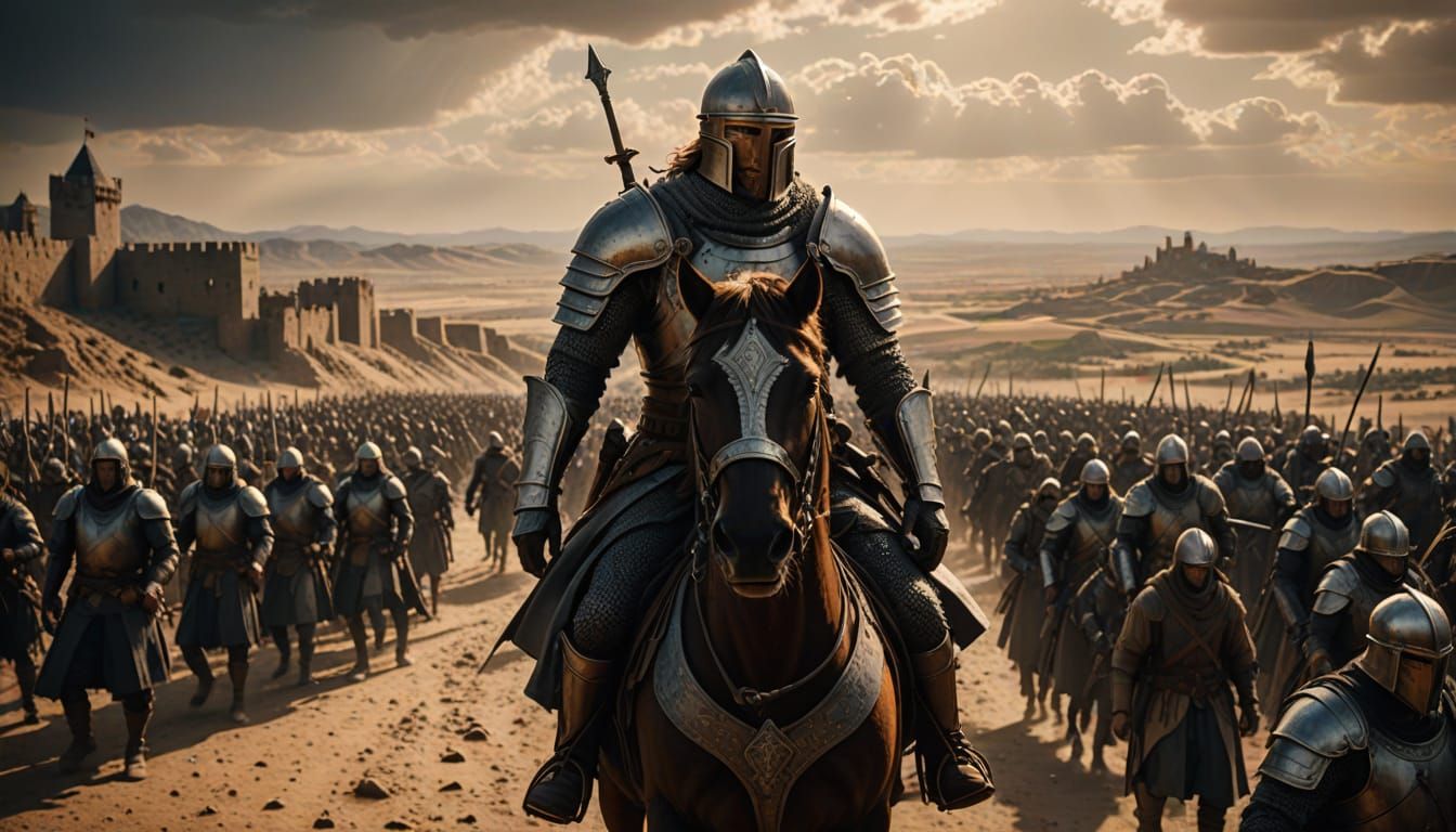 Epic Medieval Siege in Golden Hour Glory