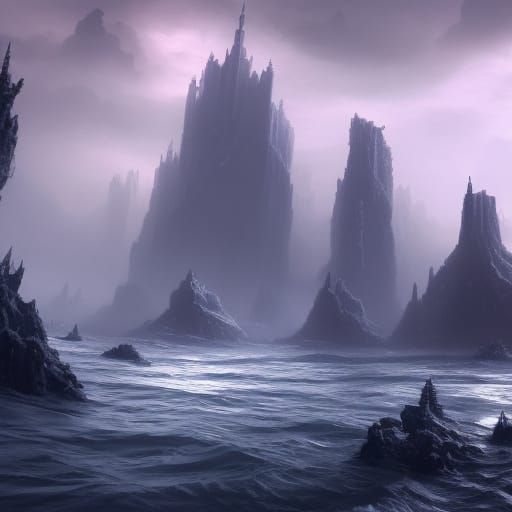 Floating City with Tall Towers: Fantasy Concept Art