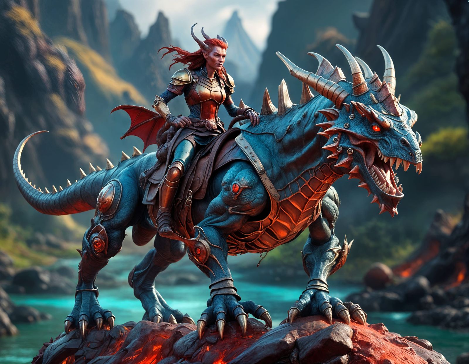 Red Goblin Riding Red Dino