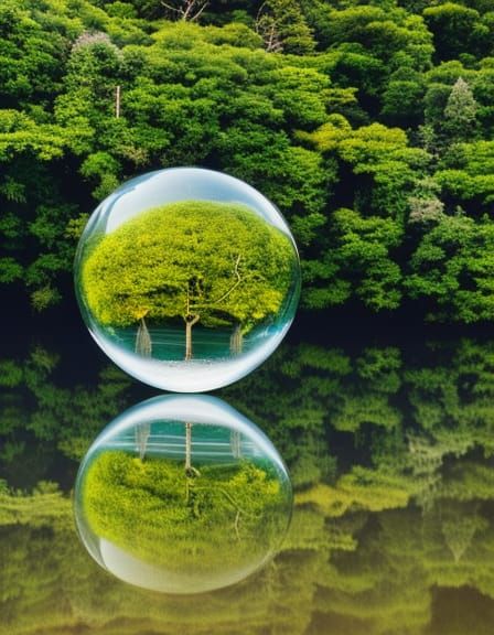 Floating Island in Crystal Sphere: Surreal Microworld