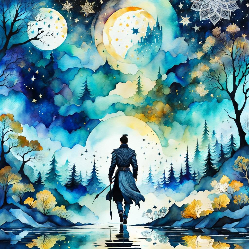 Bioluminescent Dolphin in Underwater Fantasy Landscape