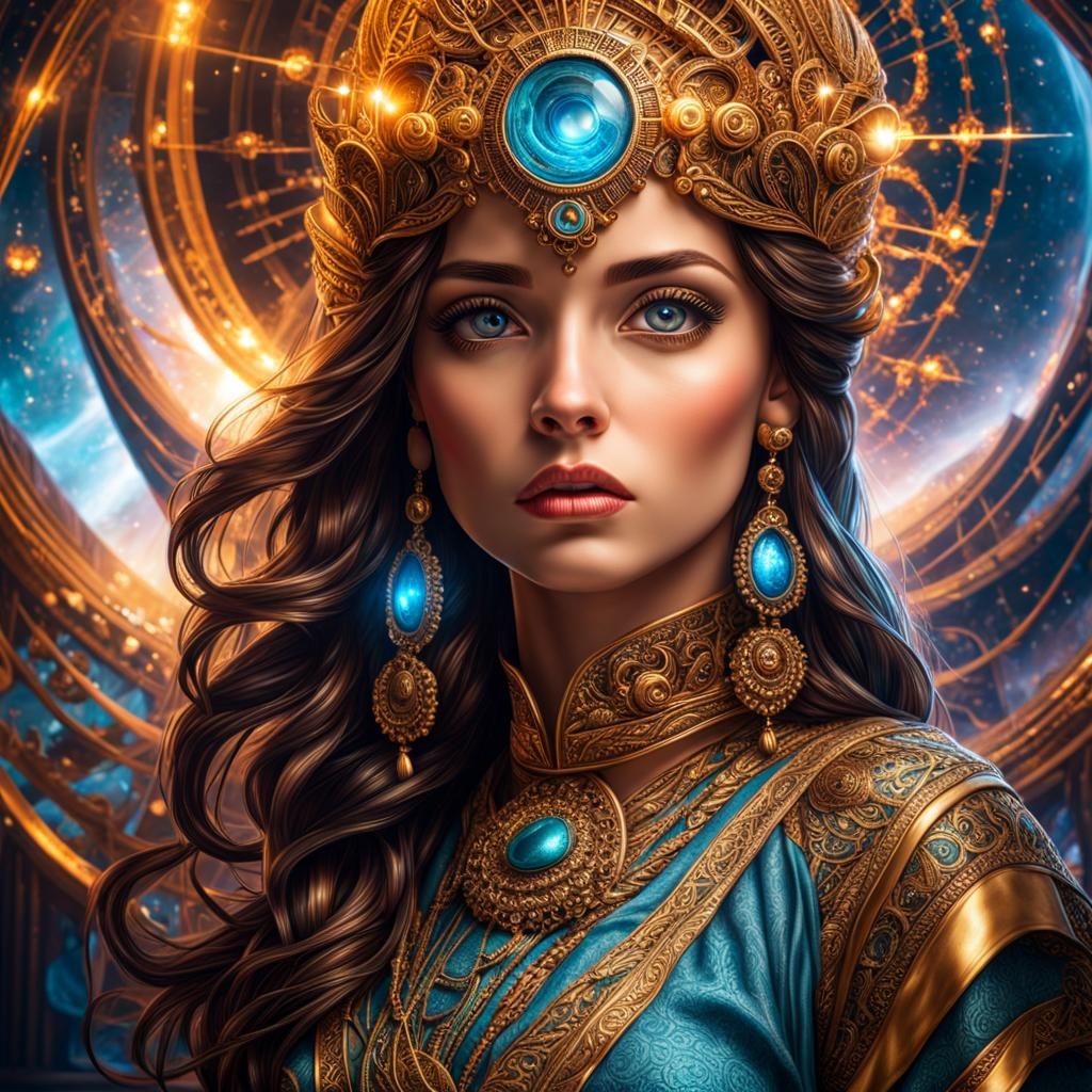 Surreal Girl with Luminous Eyes in HDR