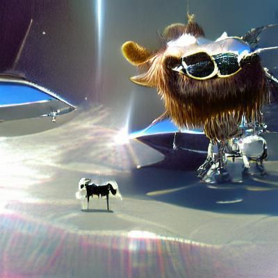 Space Cow with Sunglasses on Sunny Morning