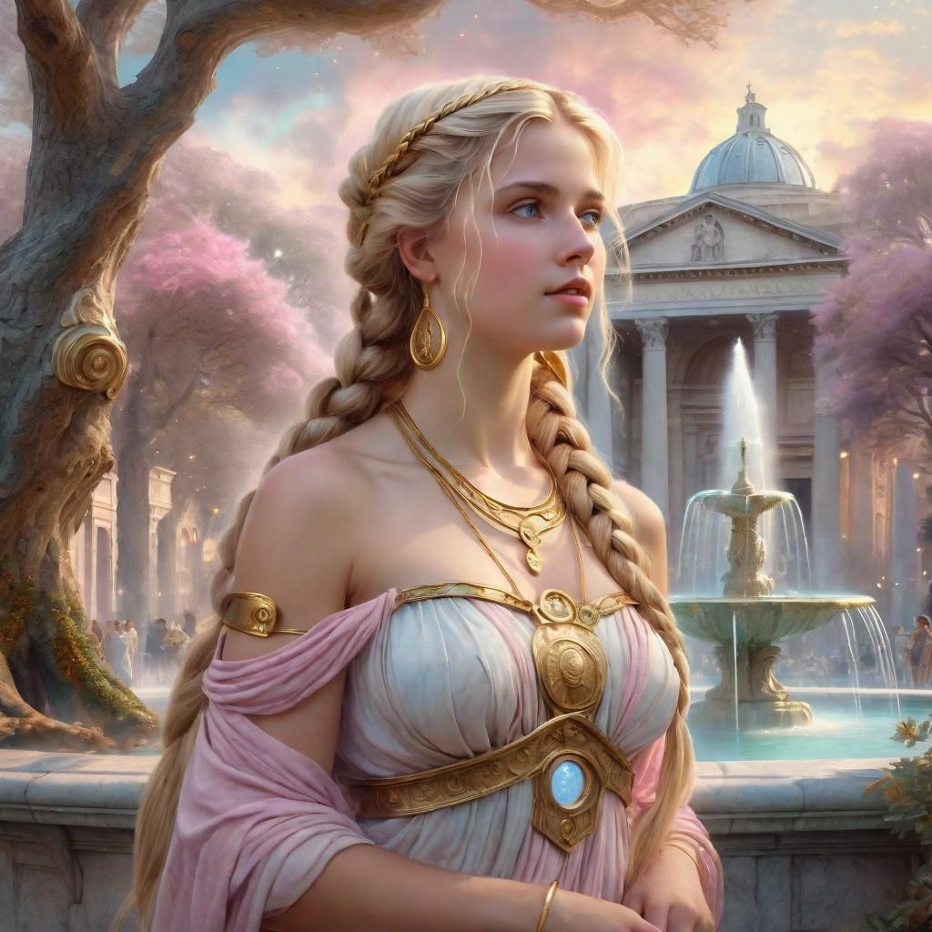 Young Beautiful Women in a Roman palla in a Roman Fantasy Wo...